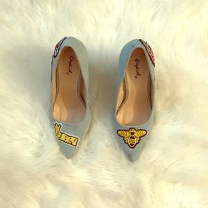 Qupid denim pumps